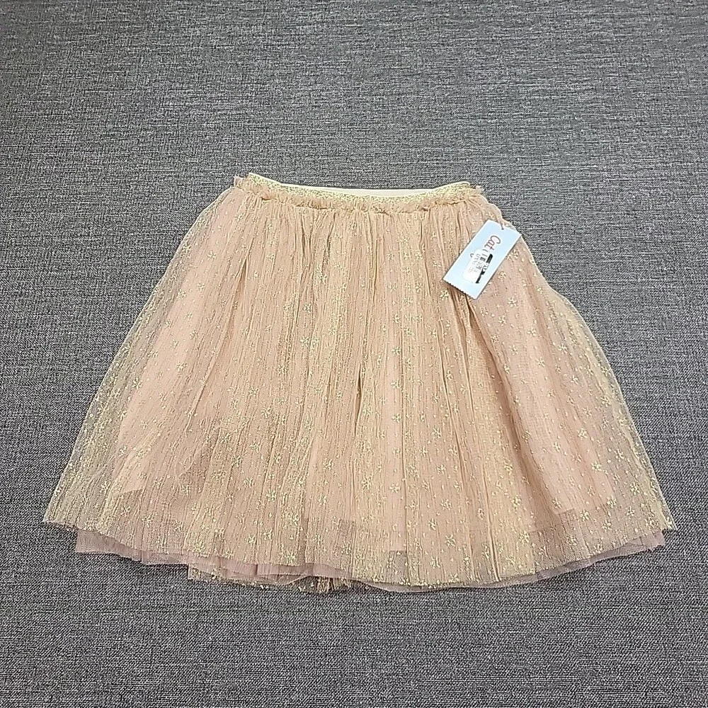 Girls Embroidered Holiday Skirt - Cat & Jack Gold Embroidery Small Size 6/7